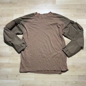Men's Brown Long Sleeve Shirt with Padded Sleeves